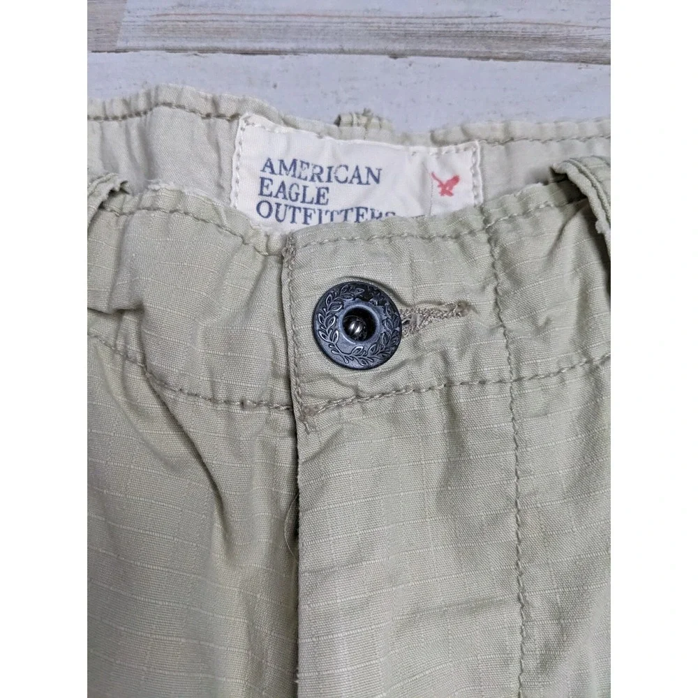 American Eagle Cargo Shorts Mens 30‎ Tan Khaki Ripstop Longboard Outdoors Skater